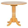 thumbnail image 1 of Selections 42 in. Round Extendable Pedestal Light Oak Wood Drop Leaf Dining Table (Seats 6), 1 of 5