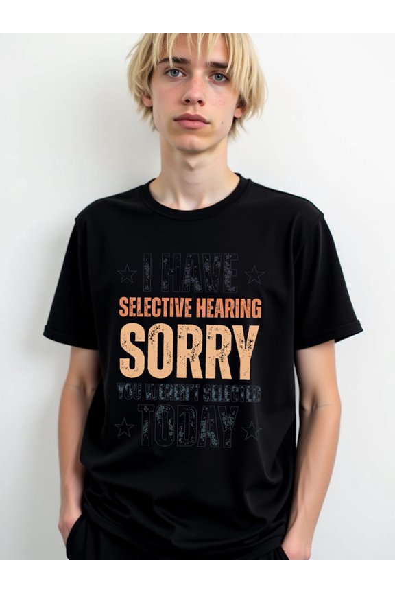 Selective Hearing Tee for men Crew neck T-shirts black 2026 elegantly Soft and comfortable Hip-hop streetwear Retro Unisex Shirt Crewneck tshirts