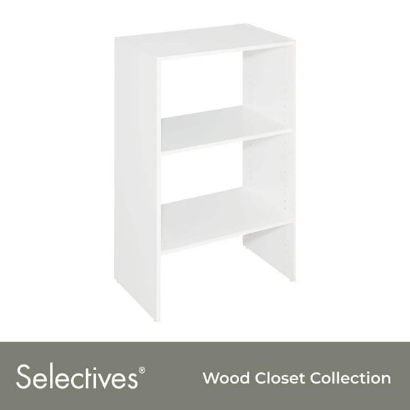 Selectives 25 in. W White Tower Unit Stackable 3-Shelf Wood Closet System