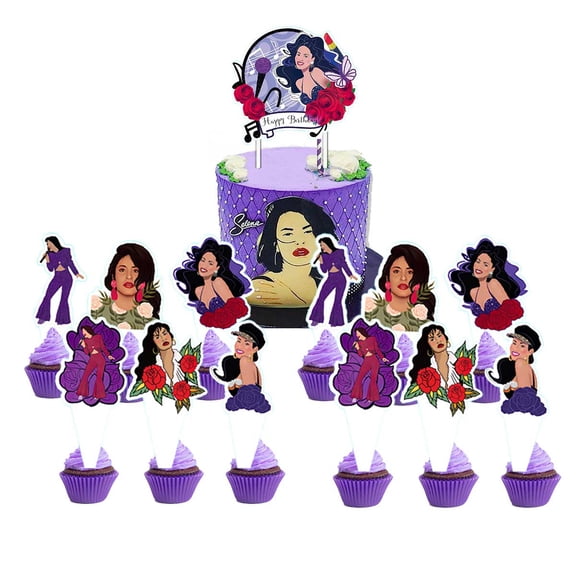 Selena Cake Topper Cupcake Set Themed Birthday Party Supplies Decoration Decor Kit
