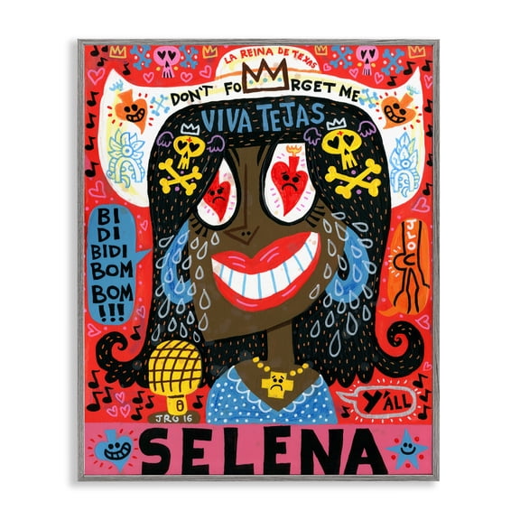 Stupell Industries Selena Don't Forget Me Gray Framed Giclee Art, design by Jorge R. Gutierrez