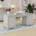 thumbnail image 1 of Selena Double Pedestal Desk, Rustic White, 1 of 13