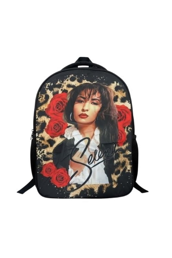 Selena Graphic Leopard Print Backpack with Roses