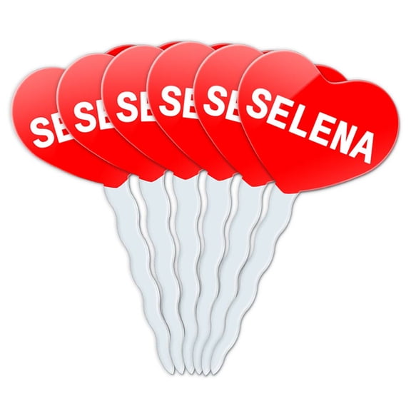 Selena Heart Love Cupcake Picks Toppers - Set of 6
