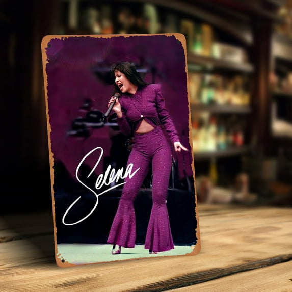 Selena Music Poster Gifts Retro Vintage Metal Tin Sign Wall Decor For Bars, Restaurants Cafes 12 X 8 Inch