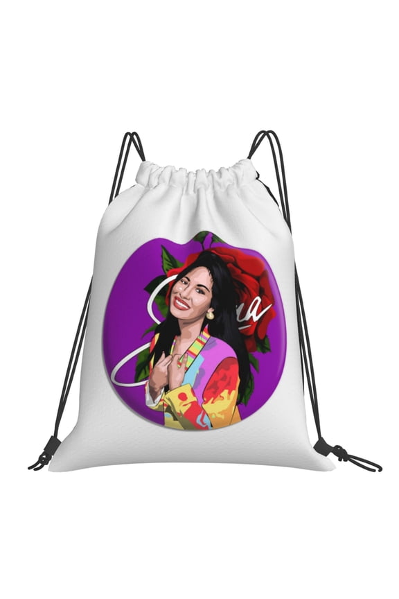 Selena Quintanilla Drawstring Backpack Sackpack String Bag Cinch Water Resistant Bag for Gym Sport Yoga