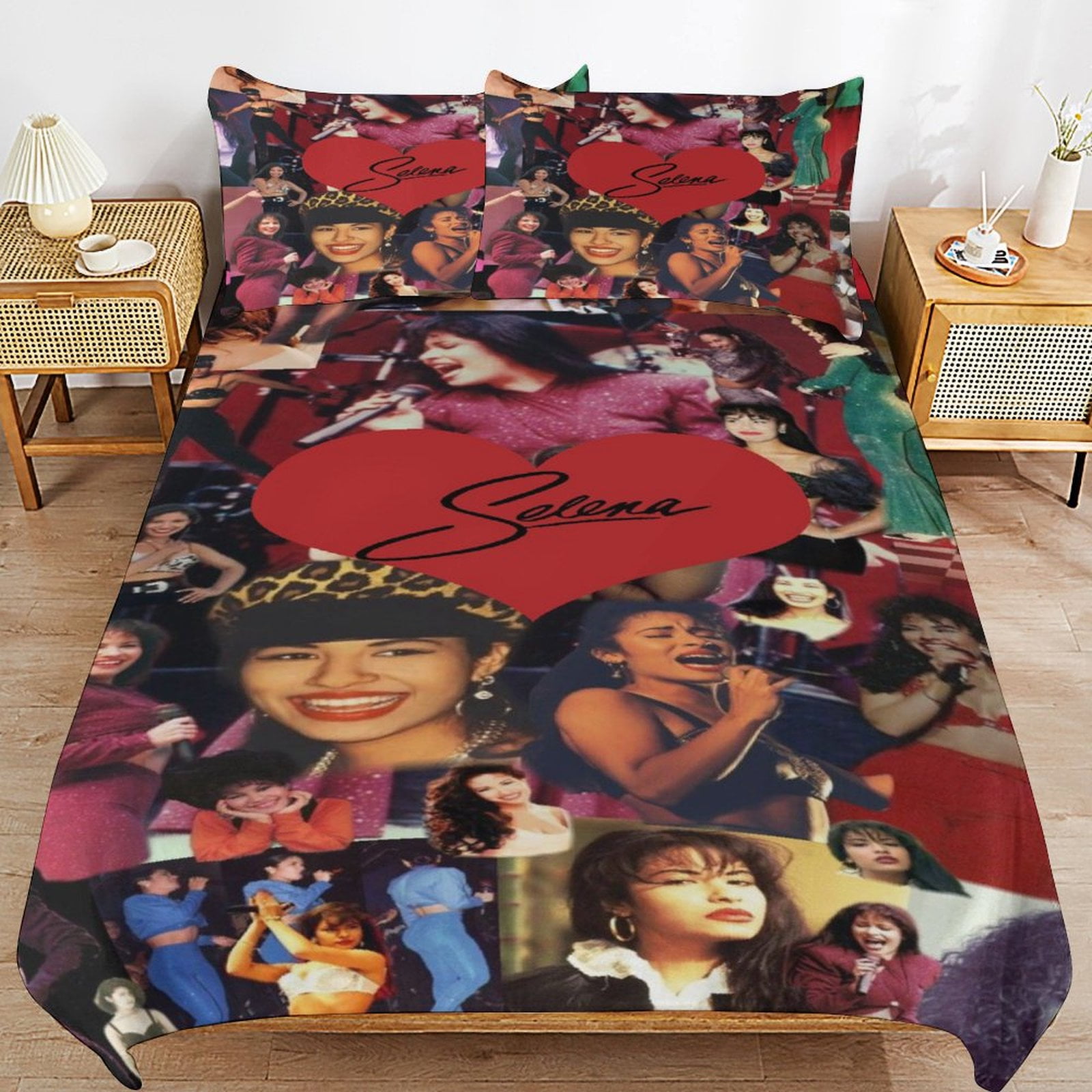 Selena Quintanilla Duvet Cover Set Cartoon Print Bedding Set 3pcs for Kids Boys Teens Room Decor Comforter Cover Butterfly Moth Quilt Cover with 2