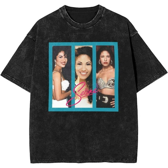 Selena Quintanilla Men's Shirt Music Vintage Graphic Drop Shoulder Washed Short Sleeve Cotton Oversize T-Shirt