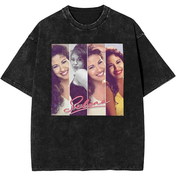 Selena Quintanilla Men's Shirt Music Vintage Graphic Drop Shoulder Washed Short Sleeve Cotton Oversize T-Shirt