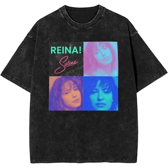 Selena Quintanilla Men's Shirt Music Vintage Graphic Drop Shoulder Washed Short Sleeve Cotton Oversize T-Shirt