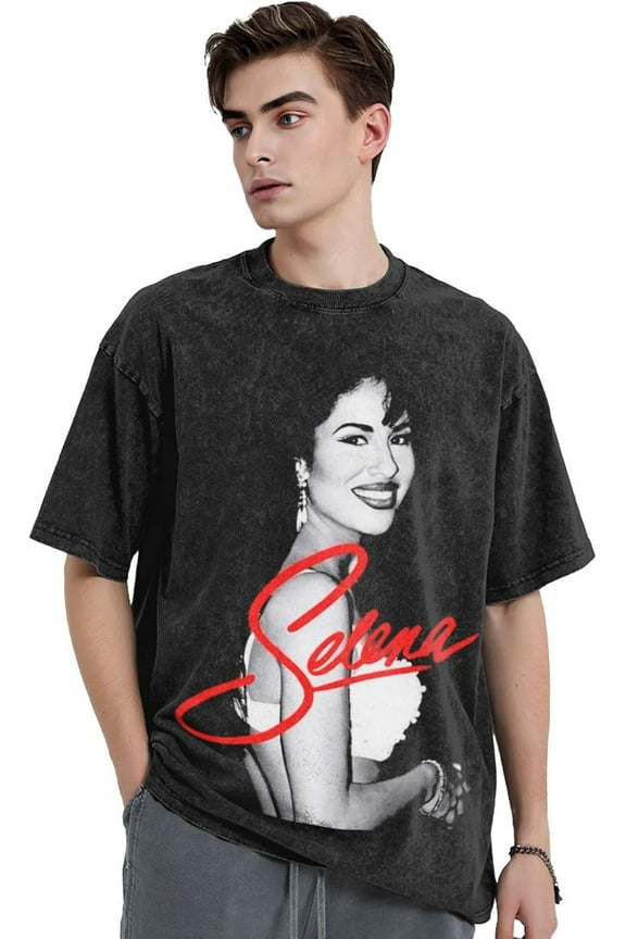Selena Quintanilla Shirt Mens Vintage Washed T-Shirt Womens Oversized Shirts Short Sleeves Cotton Soft Tee Top Couple Clothes
