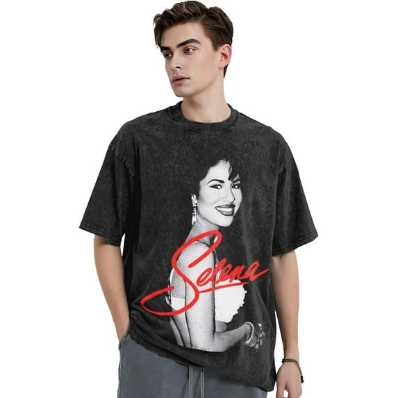Selena Quintanilla Shirt Mens Vintage Washed T-Shirt Womens Oversized Shirts Short Sleeves Cotton Soft Tee Top Couple Clothes
