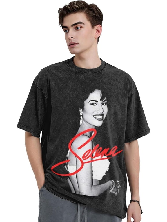 Selena Quintanilla Shirt Mens Vintage Washed T-Shirt Womens Oversized Shirts Short Sleeves Cotton Soft Tee Top Couple Clothes