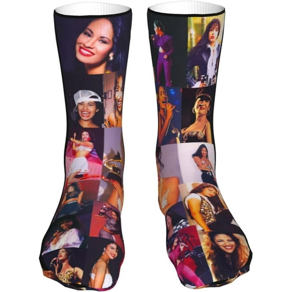 Selena Quintanilla Socks Mid-Calf Athletic Socks Crew Socks Boot Socks Dress Socks Funny Novelty Cotton Socks Gifts for Women Men, White