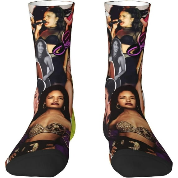 Selena Quintanilla Socks Mid-Calf Athletic Socks Crew Socks Boot Socks Dress Socks Funny Novelty Cotton Socks Gifts for Women Men, White