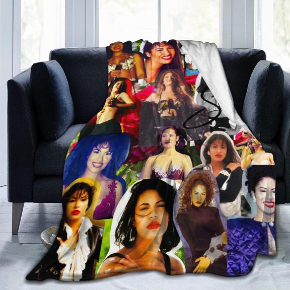 Selena Quintanilla Throw Flannel Blankets Soft Blanket for Sofa Bed Office Camp Couch Beach Car Decoration Air Conditioning Blanket for All Seasons 40""x30"", Black