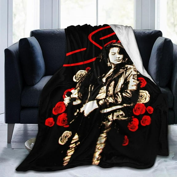 Selena Quintanilla Throw Flannel Blankets Soft Blanket for Sofa Bed Office Camp Couch Beach Car Decoration Air Conditioning Blanket for All Seasons 50""x40"", Black