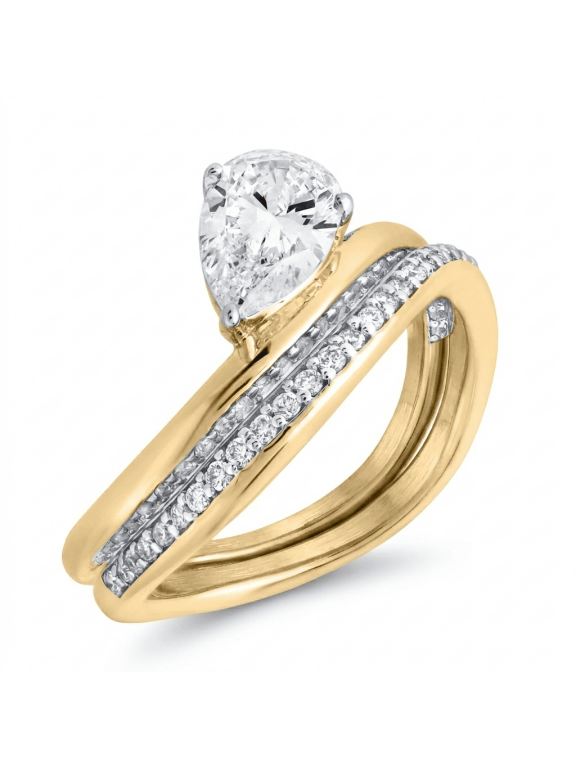 Selena Silk Wave 1.4 Ct Pear Lab Grown Diamond Engagement Ring