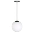 thumbnail image 1 of Selene 1-Light Black Pendant with Satin Opal Globe Glass Shade, 1 of 3