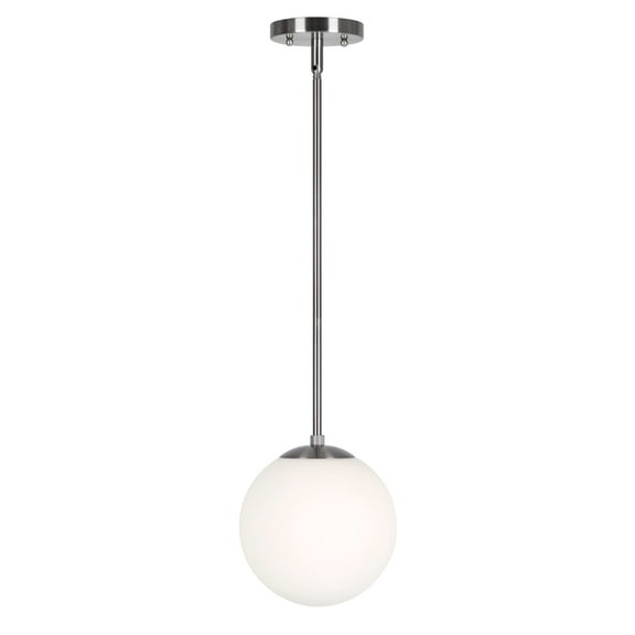 Selene 1-Light Brushed Nickel Pendant with Satin Opal Globe Glass Shade - Brushed Nickel
