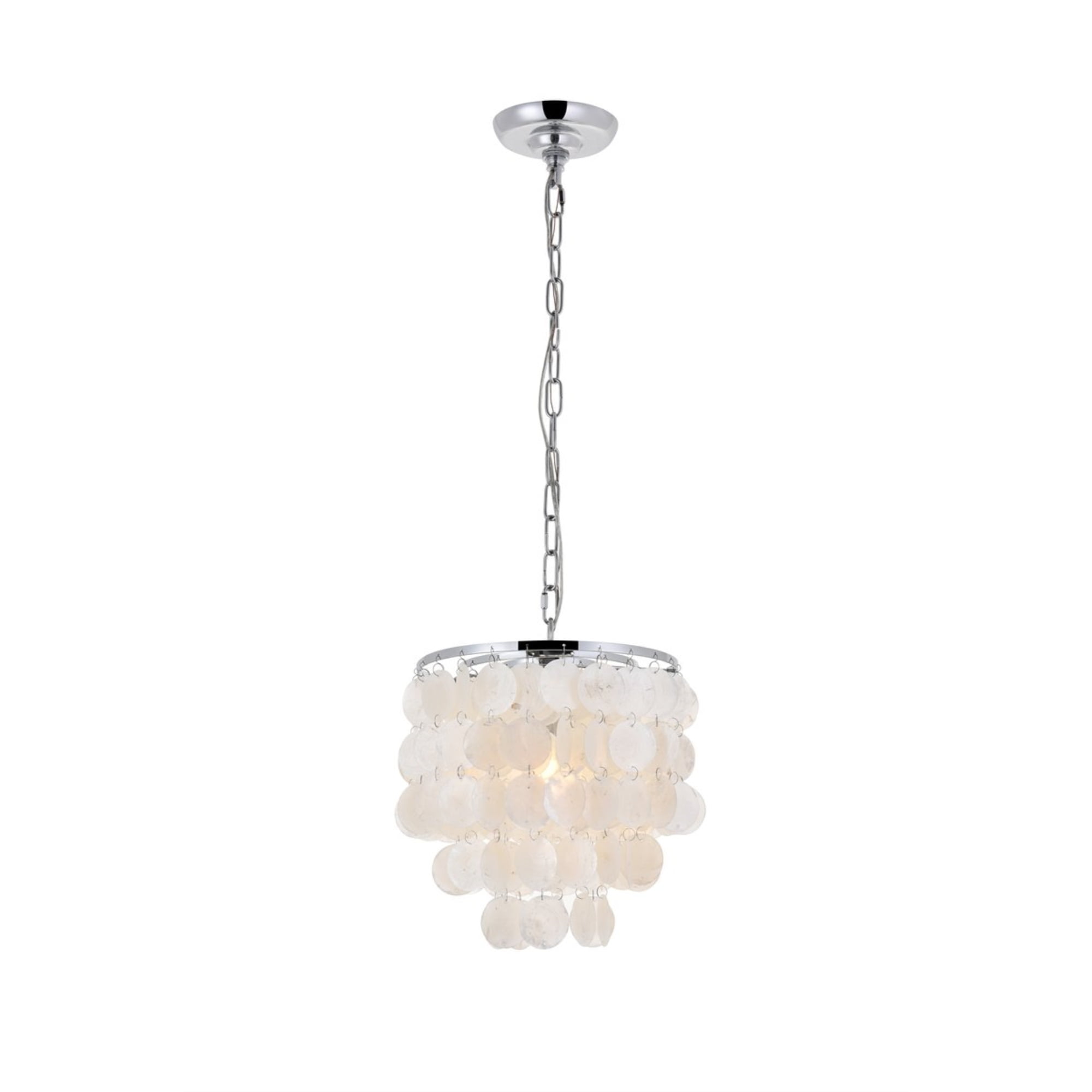 Selene Chrome and White Shell Pendant Light