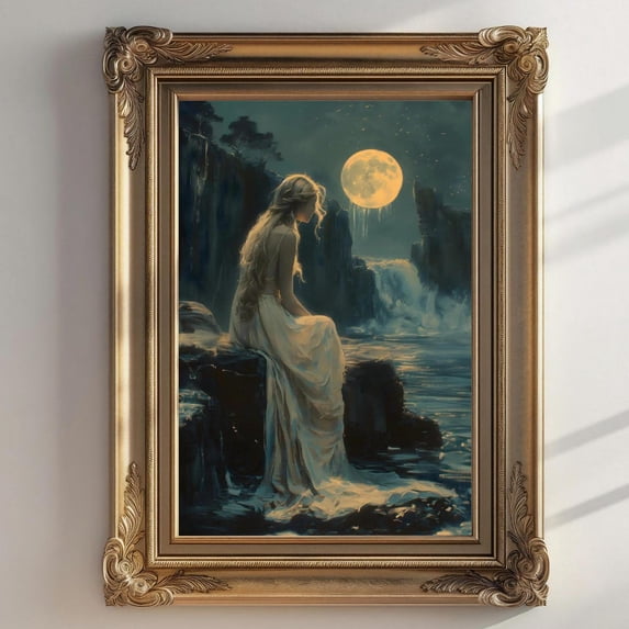 Selene And Full Moon Wall Art Prints, Dark Academia, Goth Moody ...