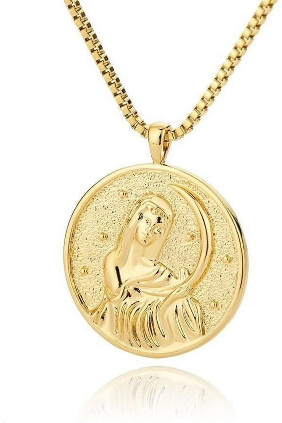 Coin Medal Selene Necklace,Myth Necklace,Medallion Coin Concept Necklace for Women