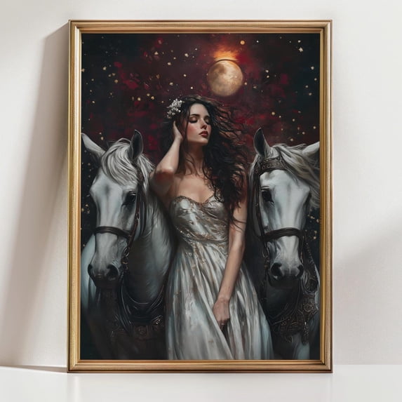 Selene Goddess Moon White Horses Fantasy Feminine Divine Celestial ...