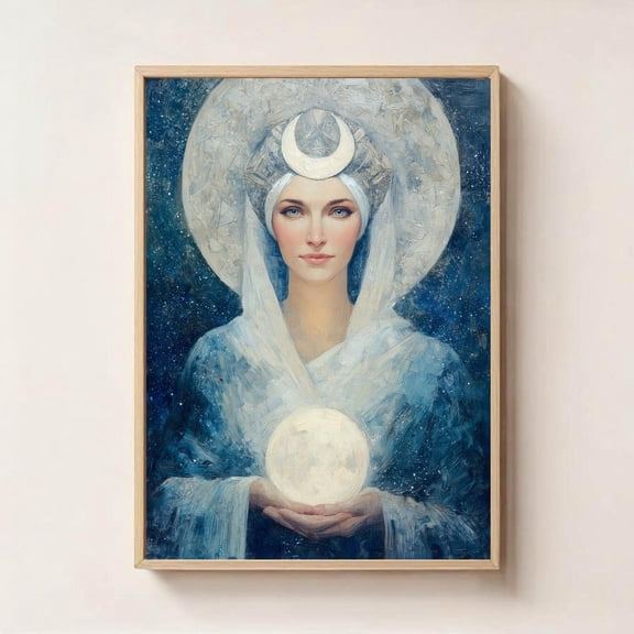 Selene Moon Goddess Art Greek Mythology Print, Unframed Paper Poster 16x20in