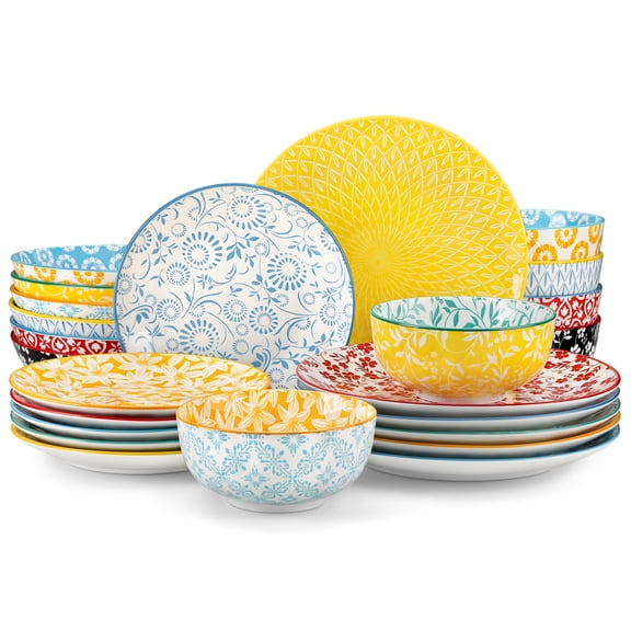 Selene Plates And Set For 6 24 Pieces Dinnerware Sets Mircowave Dishwasher Safe Dishes Porcelain Pastel