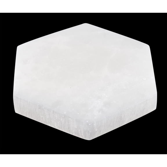 Selenite Charging Plate – 4” Hexagon Selenite Crystal – Mined and Crafted in Morocco – Ideal for Cleansing & Recharging Crystals & Healing Stones – Protection Crystals – Spiritual Gifts & Decor