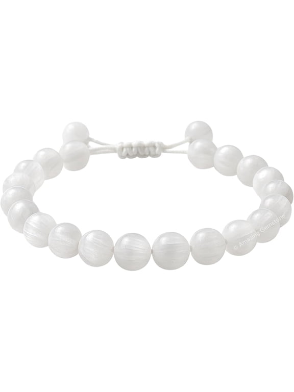 Selenite Crystal Bracelet - 8mm Beaded Bracelet and Healing Stones
