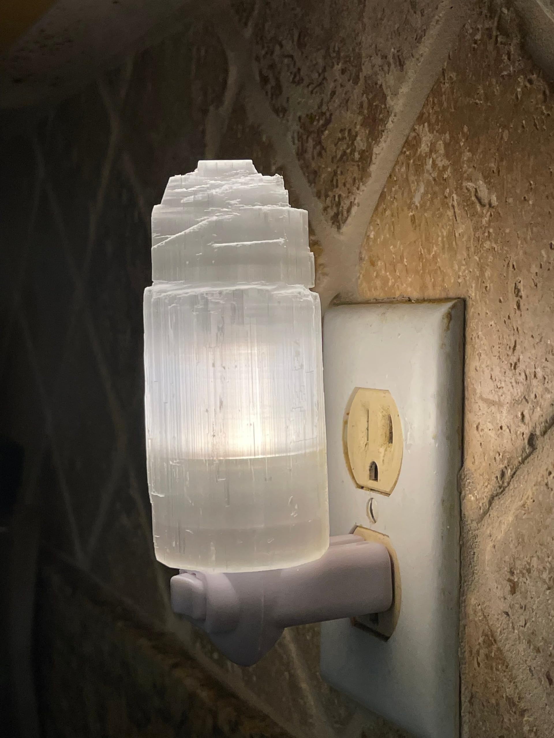 Selenite Iceberg Night Light, Selenite Crystal Nightlight Plugin, Selenite Skyscraper, Night Light Kids and Baby Nursery (2 Night Lights)