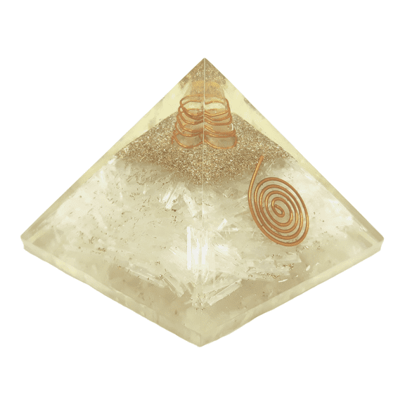 Selenite Orgone Pyramid Energy Generator | For Success, Protection, Healing, Reiki | Energy Balancing Tool, Purifier Chakra, Detoxification & Meditation
