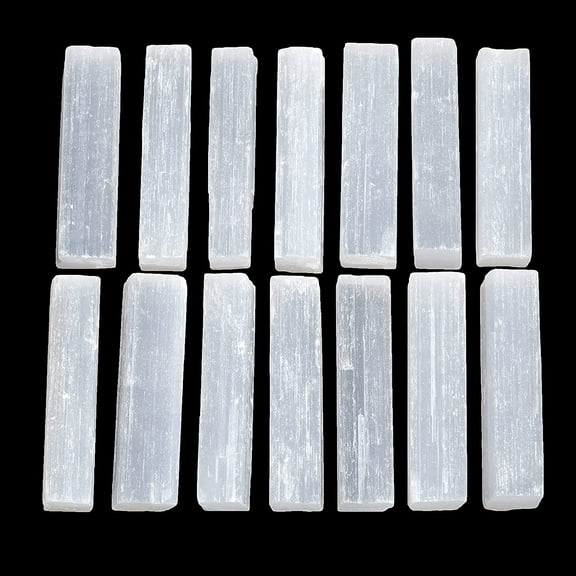 Selenite Small Sticks (1lb), Hand-Sorted Wands Plus Includes a Piece of Black Tourmaline