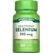 Selenium 200mcg | 100 Tablets | High Potency | Vegan, Non- GMO and Gluten Free | by Natures Truth
