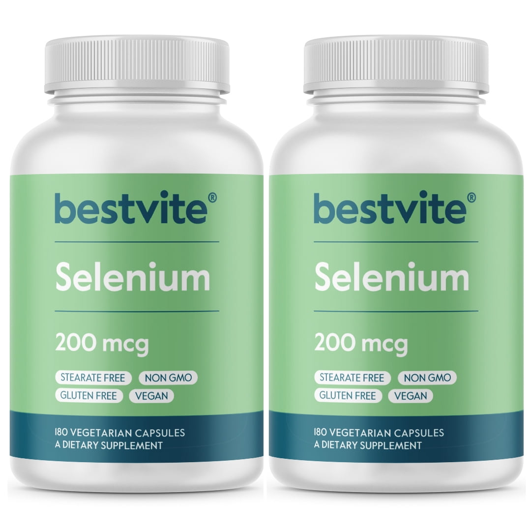 Selenium 200mcg (360 Vegetarian Capsules) (180 x 2) - No Stearates - No Flow Agents - Vegan - Non-GMO - Gluten Free