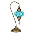 thumbnail image 1 of Selenly 19.3" Handcrafted Turkish Mosaic Lamp, 6.3" Colorful Stained Glass, Moroccan Decor, Vintage Style, Table & Bedside Light, Swan Neck - Blue, 1 of 6