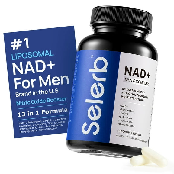 Selerb NAD+ Supplement for Men With CoQ10, L-Carnitine, L-Arginine, Maca & Ashwagandha Energy, Circulation & Prostate Support 60 Capsules