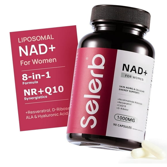 Selerb NAD+ Supplement for Women - NR-Nicotinamide Riboside, Trans-Resveratrol, CoQ10, D-Ribose - 90 Capsules