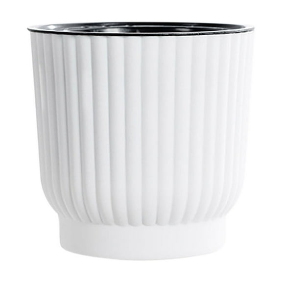 Self-Absorbing Lazy Flowerpot, Resin Round Planter with Vertical Pattern for Automatic Watering, Suitable for Roses Succulents Green Plants, Desktop and Home Office Decoration