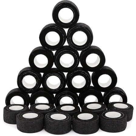 Self Adherent Cohesive Bandages Wrap - 24Packs,1" x 5 Yards,Non-Woven Self Adhesive Bandage Wrap for Thumb,Finger,Wrist,Ankle,Vet Wrap Bandages Tape (Black)