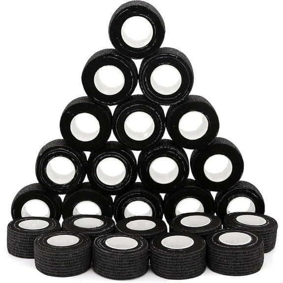 Self Adherent Cohesive Bandages Wrap - 24Packs,1" x 5 Yards,Non-Woven Self Adhesive Bandage Wrap for Thumb,Finger,Wrist,Ankle,Vet Wrap Bandages Tape (Black)