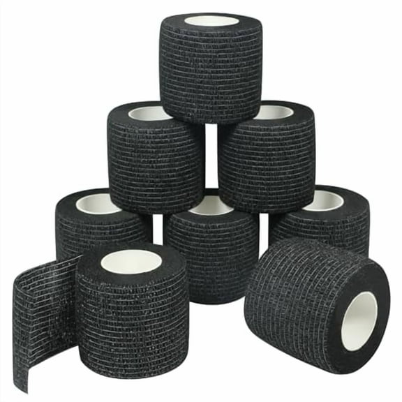 Self Adherent Wrap Bandages Self Adhering Cohesive Tape Elastic Athletic Sports Tape for Sports Sprain Swelling and Soreness on Wrist and Ankle 8PCS 2 in X 14.7 ft (Black)