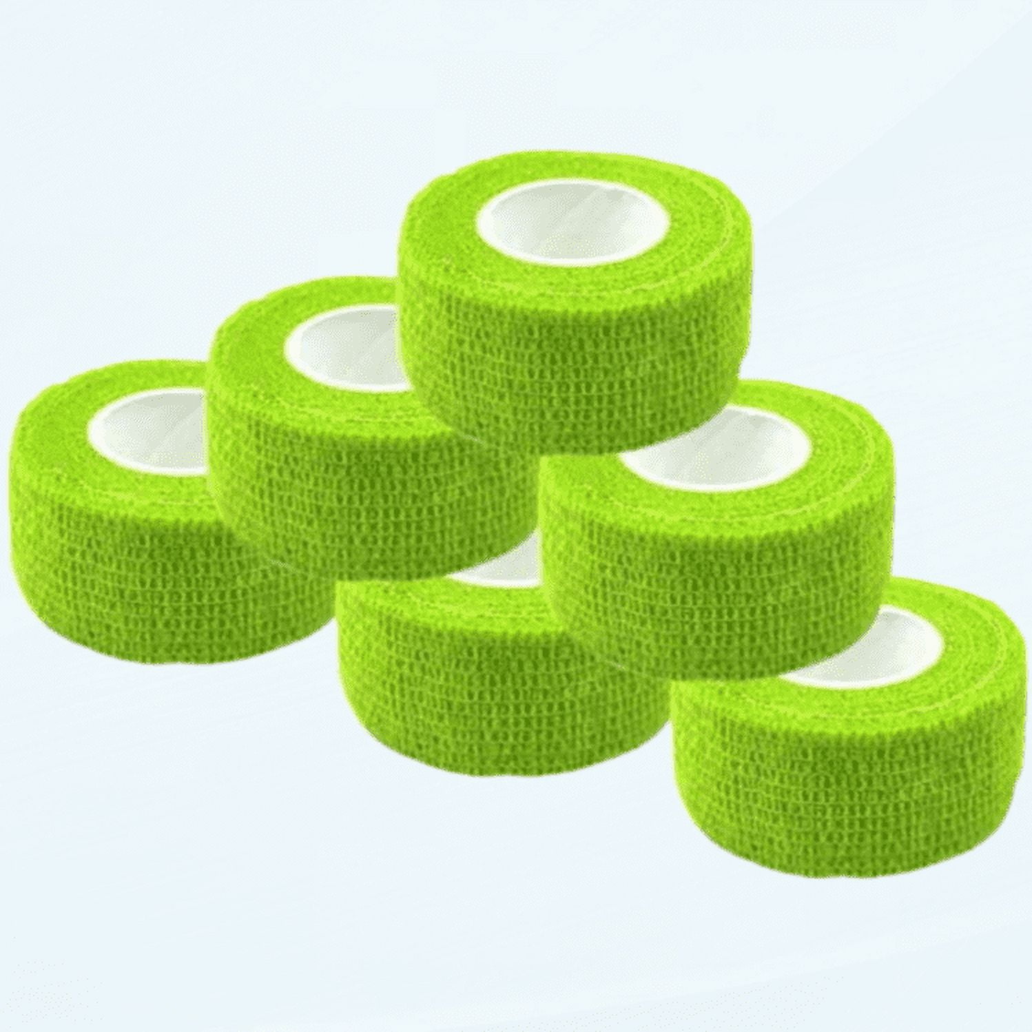 Self Adherent Wrap Tape Medical Cohesive Bandages Flexible Stretch Athletic Strong Elastic First Aid Tape for Sports Sprain Swelling and Soreness on Wrist and Ankle 6 Pack 1Inch X 5Yards(Green)