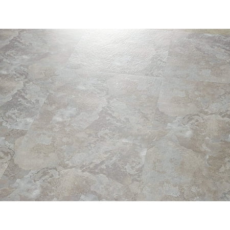 Self Adhesive 18-Inch Square Vinyl Floor Tiles, 10 Tiles - 18" x 18", Ghibli Beige Granite Pattern - Peel & Stick, DIY Flooring for Kitchen, Dining Room & Bathrooms