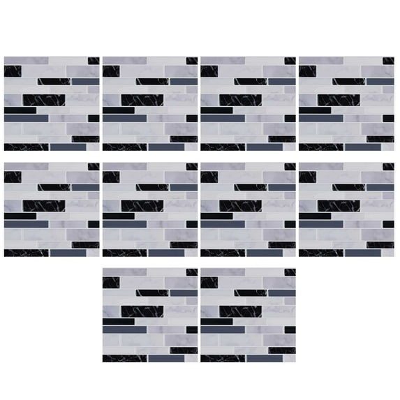 Self Adhesive 3D Tile Stickers 10, 10Pc Peel-and -Stick Tile Decals for Kitchen Bathroom, Waterproof Wall Border Stickers, Removable Mosaic Backsplash | 10X Tile Stickers