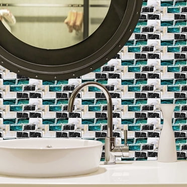 BeNice Self-Adhesive Square Mosaic Tile Stickers – Peel & Stick Backsplash For Kitchen & Bathroom (10 Sheets)