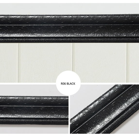 Self-Adhesive 3D Wall Molding, PE Foam Wall Trim for Corners and Edges, Easy Install Border Decor for Home Improvement, Waterproof Anti-Collision Strip(Black)