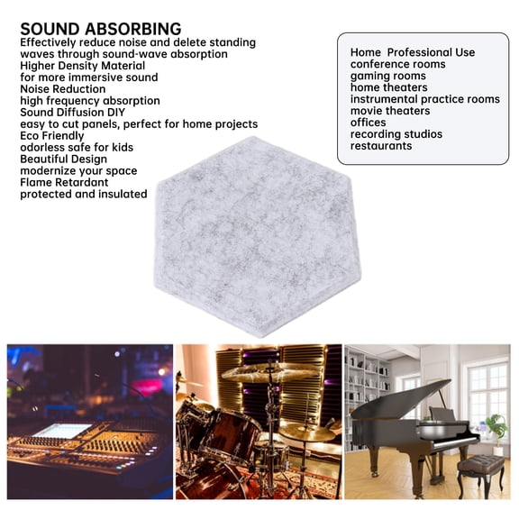 Self Adhesive Acoustic Foam Panels, 12PCS High Density Sound Absorbing Insulation Beveled Studio Treatment Tiles Beveled Wall Panels for Home Office[Light Grey]